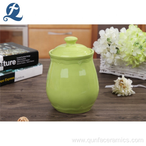 Wholesale Custom Green Ceramic Food Storage Canister